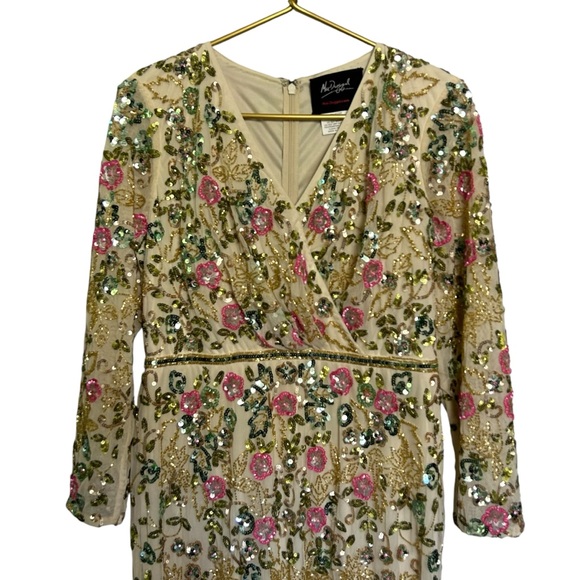 Mac Duggal Evening Gown 5503 Beaded Sequin Long Sleeve Dress Formal Size 10 - Picture 9 of 14